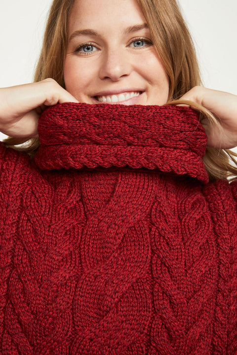 Torc Ladies Aran Poncho - Rua Red