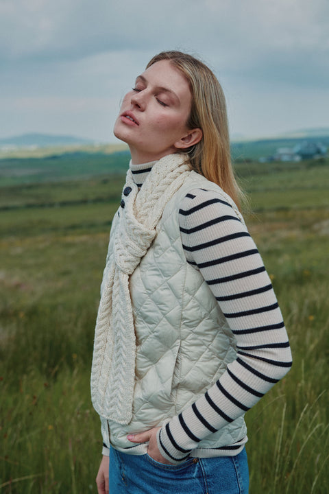 Ballina Aran Buttoned Loop Scarf - Cream