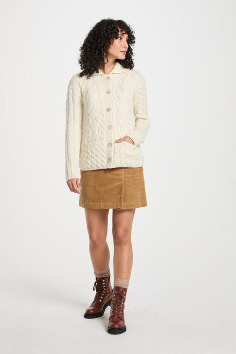 Belcarra Ladies Aran Cardigan - Cream