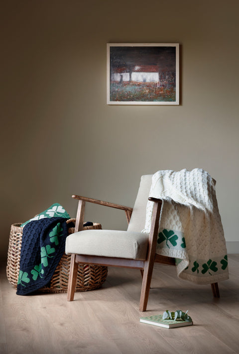 Shamrock Heritage Merino Aran Throw - Cream