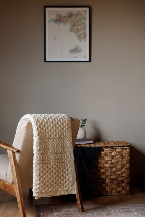 Bertra Aran Classic Wool Blanket - Cream