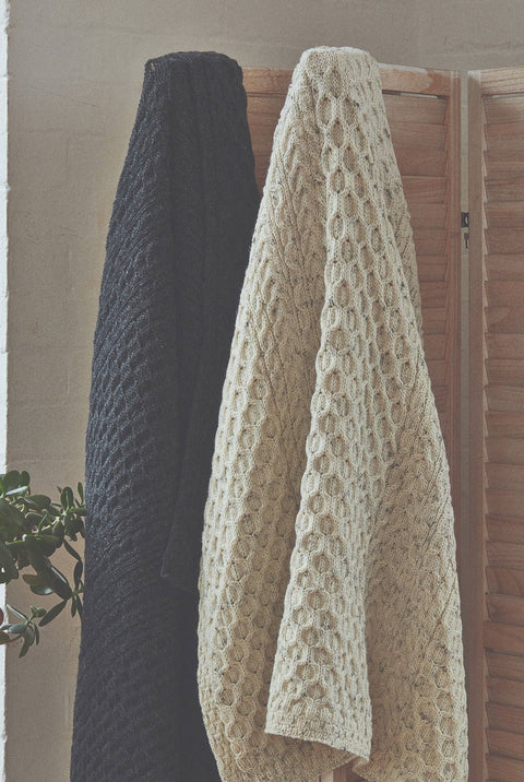 Bertra Aran Classic Wool Blanket -  Charcoal