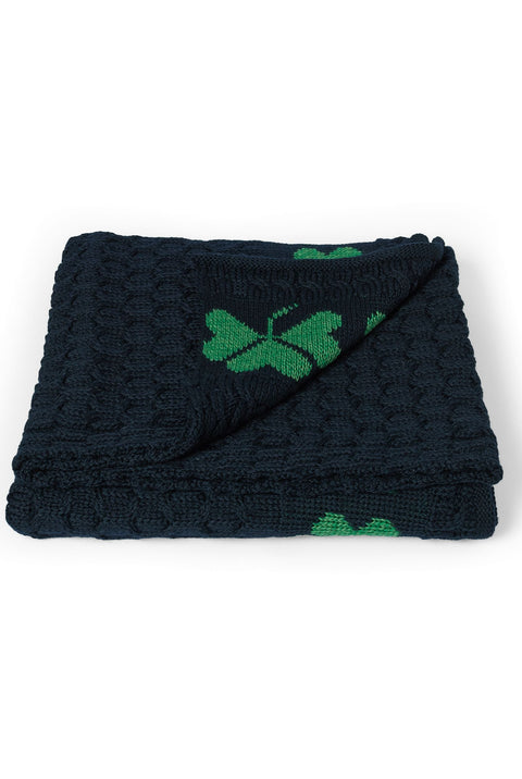 Shamrock Heritage Merino Aran Throw - Navy