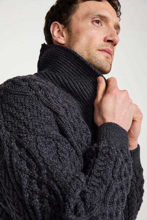 Carlingford Mens Merino Shawl Neck Cardigan - Grey