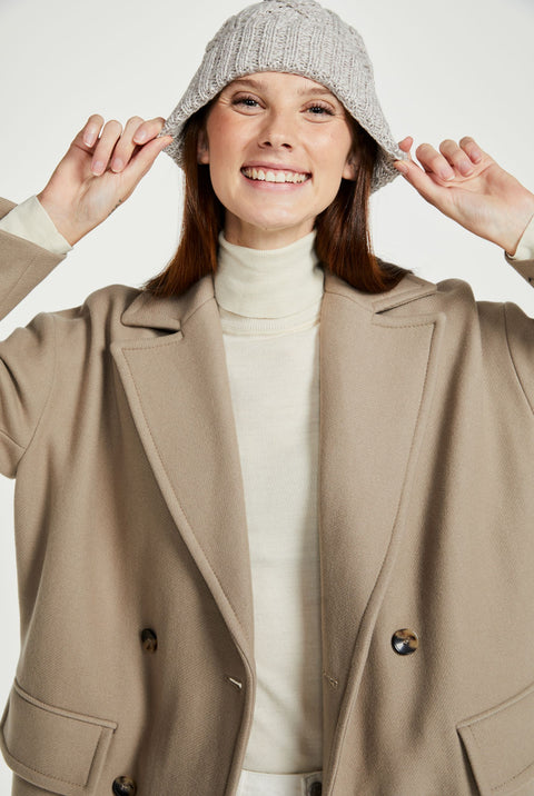 Mulranny Aran Diamond Stitch Hat -  Oat