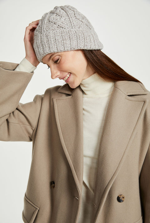 Mulranny Aran Diamond Stitch Hat -  Oat