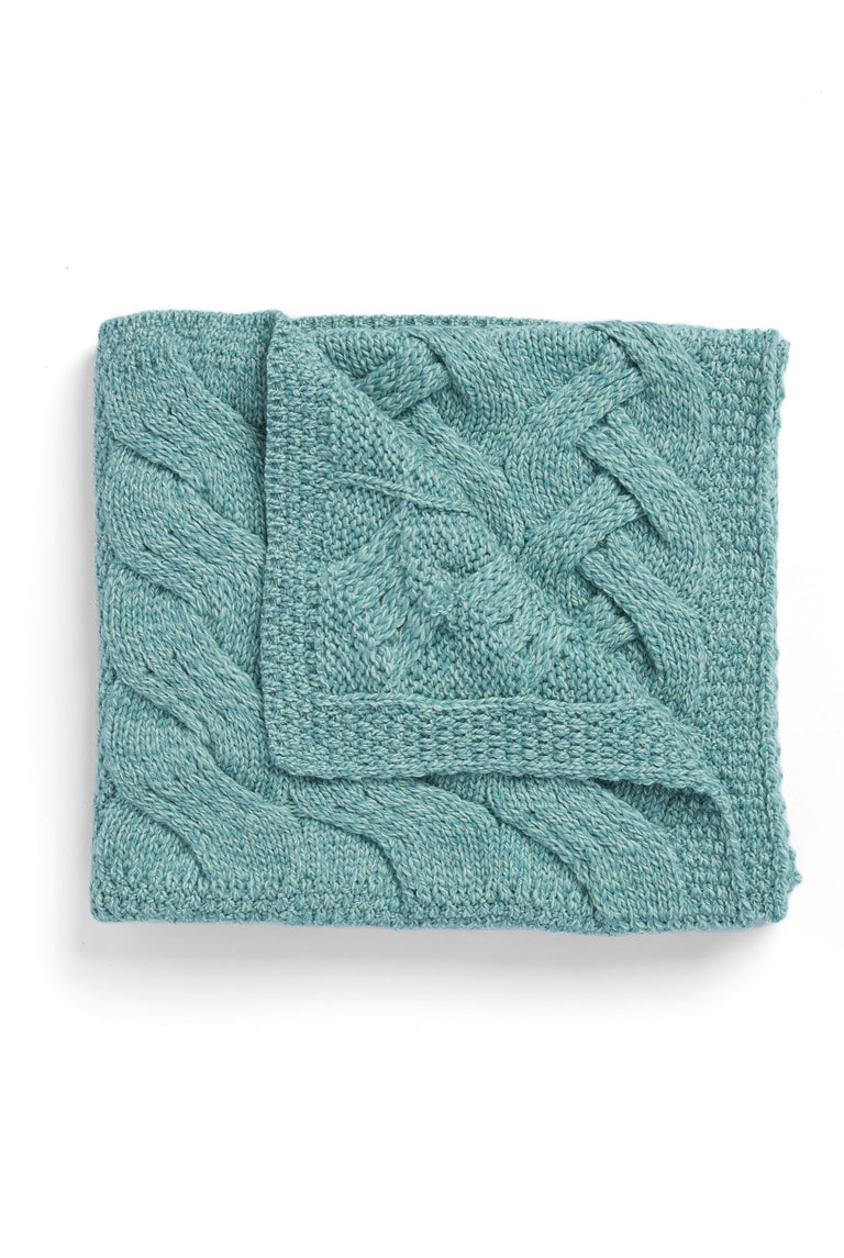 Glora Aran Patchwork Cot Throw - Mint Green