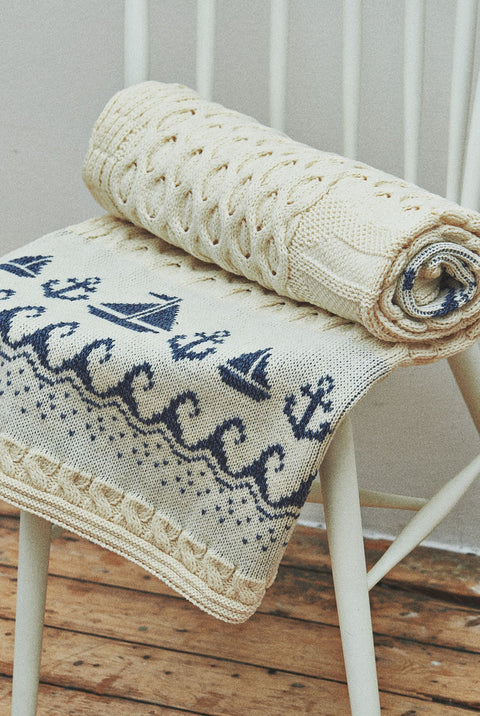 Farraige MerinoAran Throw - Cream