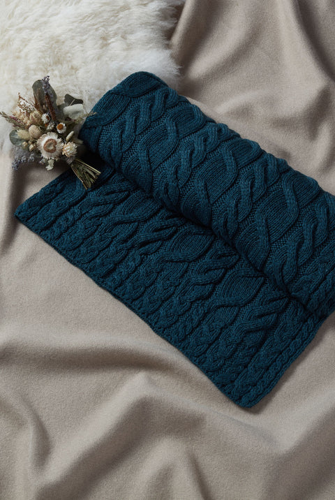 Silver Strand Supersoft Merino Aran Cable Throw -  Teal