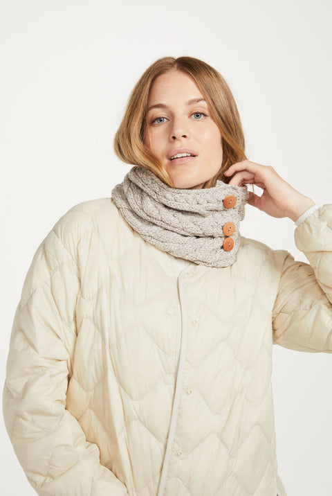 Carrowholly Aran Button Snood -  Oat