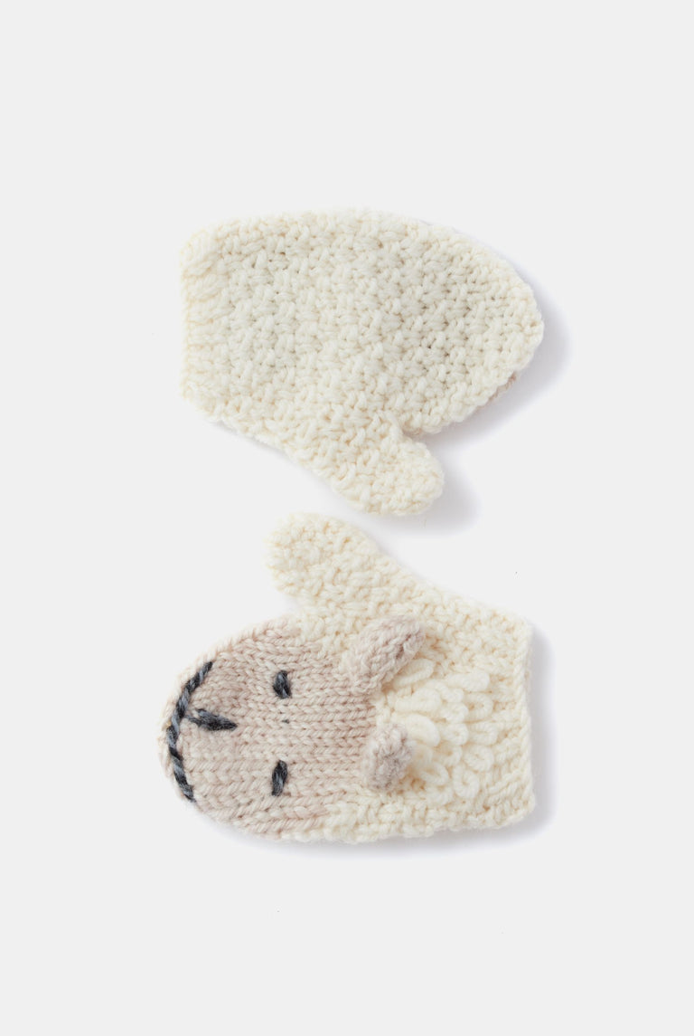 Shepley Baby Aran Wool Mittens - Cream