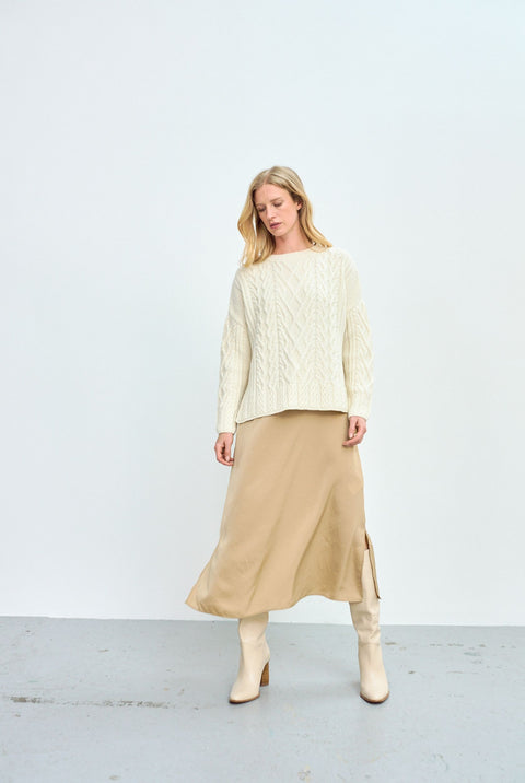 Tully Box Supersoft Merino Aran Sweater - Cream